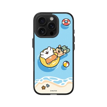 iPhone 16 Pro Clear (相機按鈕) 酷墨灰 - Maltese線條小狗 - 我要去海邊