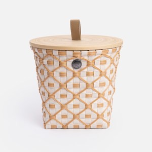 Handed By Ivy&Rose編織圓形附蓋籃S 香檳白