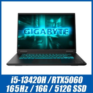 GIGABYTE (升48G記憶體) GAMING A16 CVHH3TW893SH 16吋電競黑色(i5-13420H/RTX5060 8G/16G/512G/)