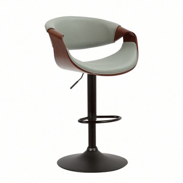 E-home Louisa路易莎PU面流線曲木升降黑腳吧檯椅-兩色可選灰色