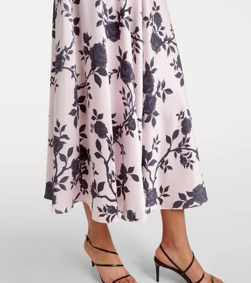 Self-Portrait Floral bow-detail satin midi dress