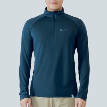 Wi 環保機能輕量排汗速乾拉鍊上衣 男款 太平洋藍