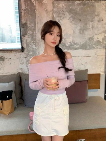 正韓♡氣質一字領衣