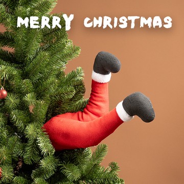 台灣公司貨 免運 可開票 圣誕老人創意圣誕樹裝飾搞怪精靈腿商場場景布置玩偶娃娃公仔道具