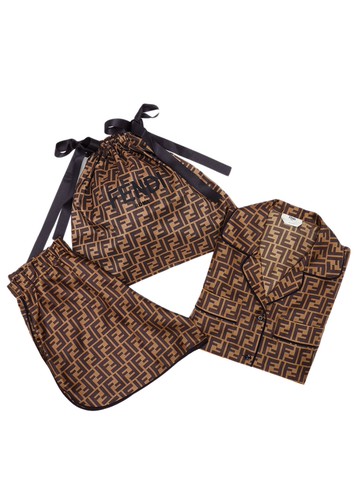 Completo pigiama in seta marrone-38