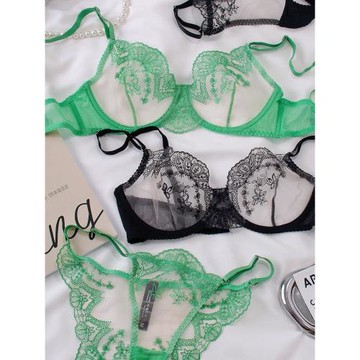 【寶藏bra】超嗲欲浪漫睫毛刺繡蕾絲內衣很仙法式文胸套裝帶鋼圈