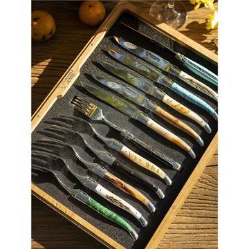 法國拉吉奧樂Laguiole en Aubrac手工制牛排西餐刀叉鹿角牛角手柄