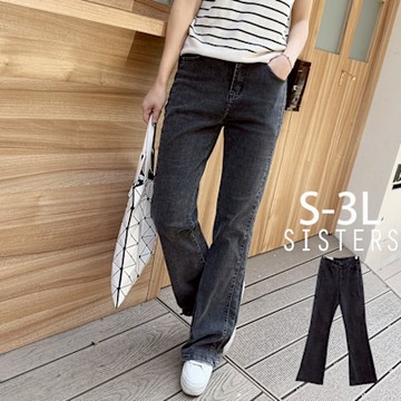SISTERS 高含棉顯瘦感靴型寬褲 牛仔褲/S-3L(女下著/靴型褲/喇叭褲/女長褲/寬褲/褲子/丹寧)