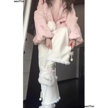 超實惠一 女長褲 闊腿褲 休閒褲 日系冬天褲子軟妹秋冬長褲小眾時尚洋氣甜美減齡少女感學生直筒褲