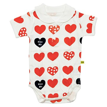 FirstDress 天使領短袖純棉服(甜蜜愛心) 純棉、快乾、吸汗~專為新生兒的需求而誕生