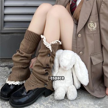 美拉德堆堆襪套辣妹y2k腿襪jk小腿襪子女純色百搭紐扣棕色腿套