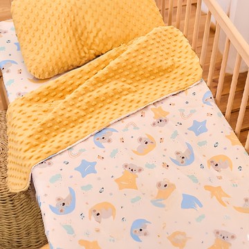 PeNi 培婗 愛心豆豆毯 100%棉  S(120 x 80 cm)  星月考拉 黃色