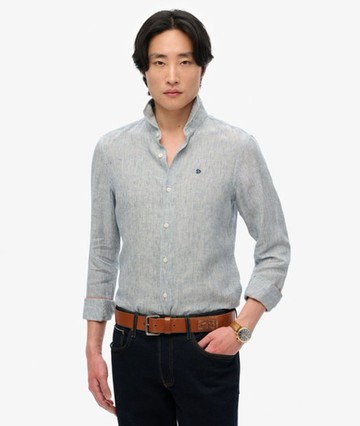 Superdry Men's Embroidered Vacation Linen Shirt Navy Size: Xxl