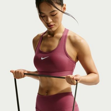 NIKE 運動內衣 女 中度支撐 慢跑 瑜珈 訓練 速乾 AS W NK SWSH MED SPT BRA 紫紅 DX6822-654