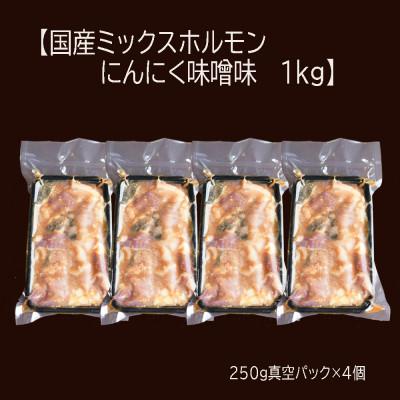 ふるさと納税 舞鶴市 国産牛のミックスホルモン  1kg(250g×4)  にんにく味噌味 焼肉にも