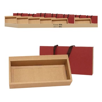 Pomei 博美 手提禮盒 抽屜型 10入  33 x 13.3 x 6.2cm  酒紅  1組