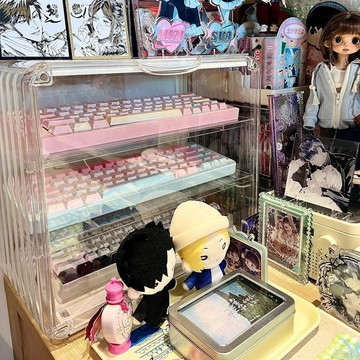 ✨桃園有貨✨鍵盤收納盒機械鍵盤多層收藏櫃透明亞克力防塵展示架配件整理 QRBN
