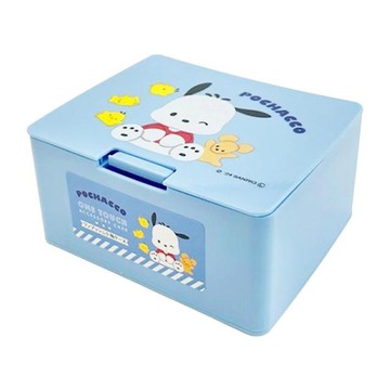 小禮堂 Sanrio 三麗鷗 帕恰狗 彈蓋式小物方形收納盒 (藍款)