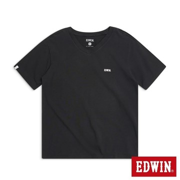 EDWIN 男裝 V領基本印花短袖T恤 (黑色)
