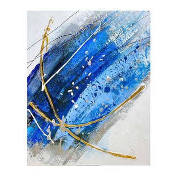 【御畫房】藍海情緣 手繪抽象油畫40x50cm無框掛畫(4050-022)