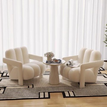 磨砂絨單人沙發椅 布沙發 客廳椅 單人椅 靠背椅 懶人沙發 矮凳