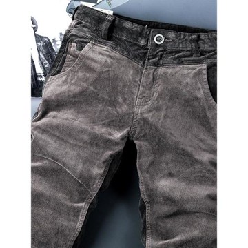 YEZOE彈力咖啡色燈芯絨男士休閑褲新款潮修身直筒條絨25秋冬褲子