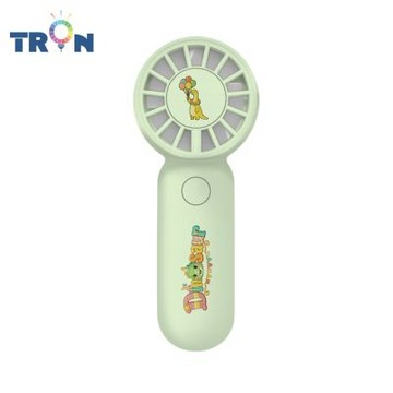 TRON 迷你手持風扇 綠色 恐龍馬戲團 三檔風速 防丟掛繩 充電風扇