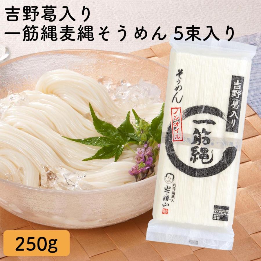 YA5 一筋縄麦縄そうめん 素麺 一筋縄 麦縄 50g×5束 250g ノンオイル 吉野葛入り