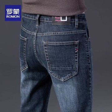 羅蒙休閑牛仔褲男士2025秋季新款潮流時尚百搭修身小腳長褲子男褲