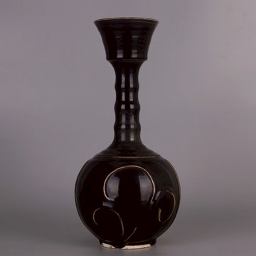 宋黑釉定窯漏斗蒜頭瓶 仿古舊貨出土瓷器古玩古董五大名窯裝飾品