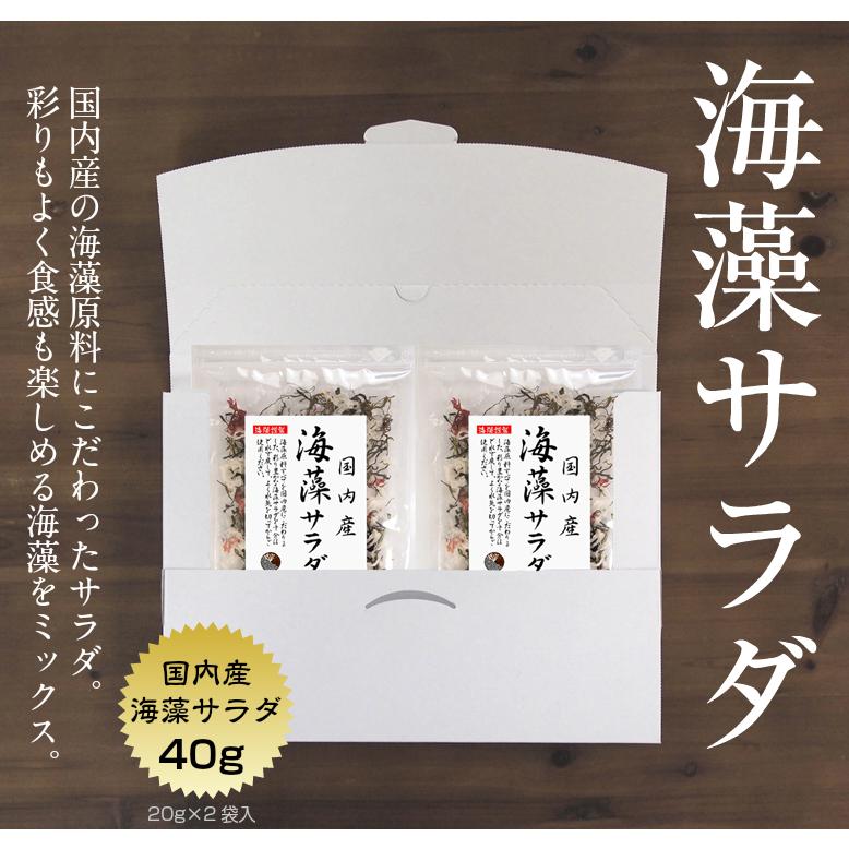 海藻サラダ 40ｇ(20ｇ×2袋)  原料すべてを国産にこだわる (メール便・ポスト投函 送料無料)