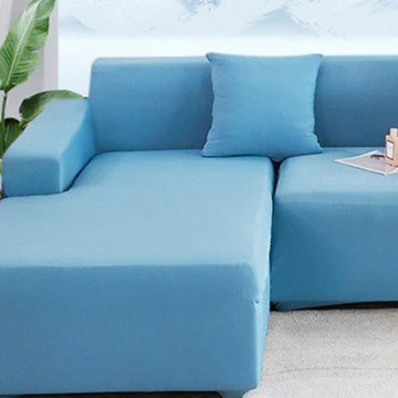 涼感新科技彈力冰絲沙發套全包式 四人適用  235~300cm  寧靜藍色  1件