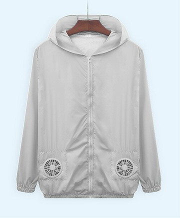 空調服 降溫 防暑 防曬外套 野外活動 USB四風扇驅動 附電池-淺灰色