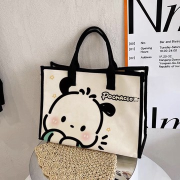 手提包 托特包🎀 帆布包女ins森系百搭單肩包大容量裝書學生上課通勤包手提布袋包