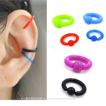 B31【多尺寸_圓環卡球款 亞克力擴耳器】無耳洞耳夾 耳環 (防過敏) 耳擴器 阿凡達 體環 耳擴環 環中環 圓圈耳環