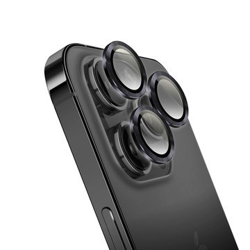 Timo iPhone 15 Pro /15 Pro Max 鏡頭專用 3D金屬鏡頭環玻璃保護貼膜(內含鏡頭環3顆)-黑色