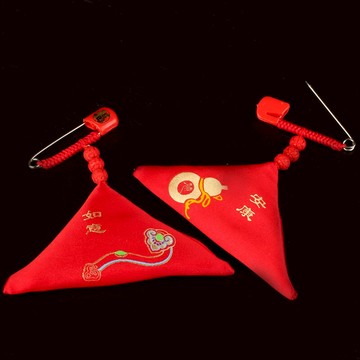 別針式三角形福袋寶寶胎毛收納袋空香袋吉祥掛件饋贈禮品