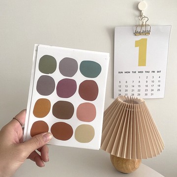 新款 韓風大地色不規則圓點貼畫板小學生可愛手帳貼小卡片貼紙