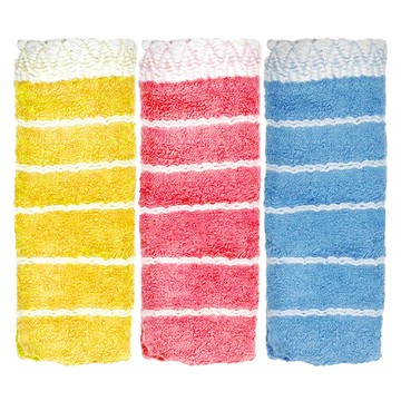 NINO1881 緞檔毛巾 3入組  黃色 + 粉色 + 藍色  1袋