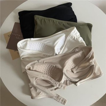 冰絲無肩帶美背內衣防走光文胸夏季西裝內搭抹胸一片式裹胸上衣女