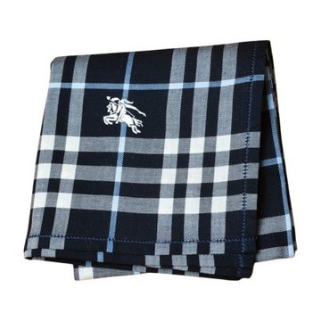 BURBERRY 巴寶莉經典格紋戰馬刺繡LOGO帕領巾(黑格系/48CM)