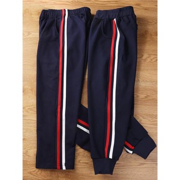 兒童運動褲春秋裝中學小學生校服褲子紅白杠男童女童春秋長褲童裝