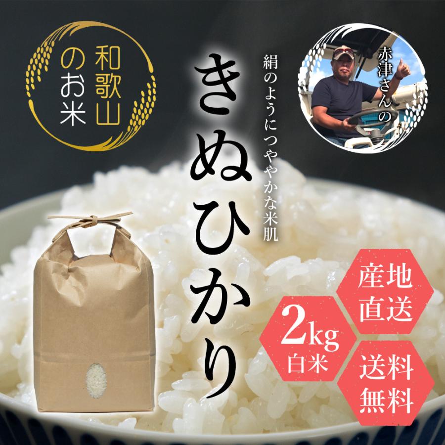 令和4年産新米 和歌山県産 赤津直基さんのキヌヒカリ 2kg 精米済み 白米 送料無料