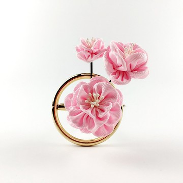 Kaika Ato / 山茶茶-櫻花粉-三件組 / つまみ細工 花簪