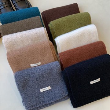 高級感小眾圍巾 軟糯保暖綿羊毛日系針織毛線圍巾女秋冬情侶/親子