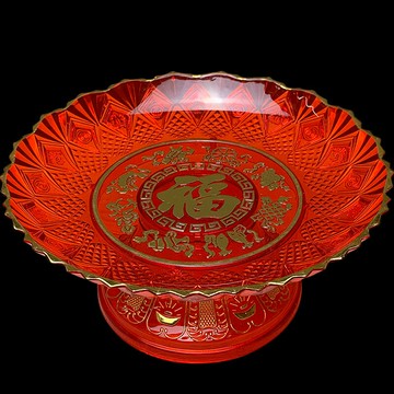 善緣堂琥珀供佛果盤佛前家用供盤蓮花紅色水晶水果盤貢盤供奉擺件