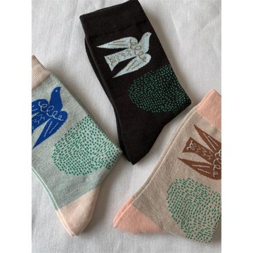 售完無補日單皆川明文藝花卉小眾女士復古中高筒小腿堆堆潮流襪子