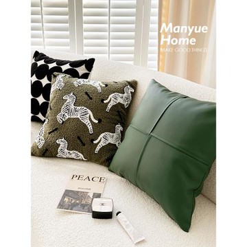 M.life 北歐復古PU皮面十字紋抱枕抱枕套沙發靠墊床頭靠枕含芯