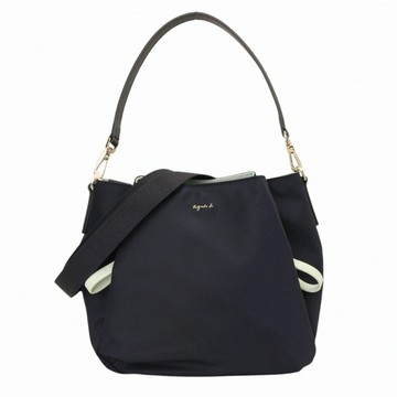 agnes b. agnes b.前雙側拉鍊尼龍手提/斜背包(海軍藍)mini