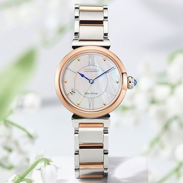 CITIZEN星辰 L系列 幸福鈴蘭 光動能 白蝶貝時尚腕錶 錶 手錶 送禮 29.5mm/EM1074-82D